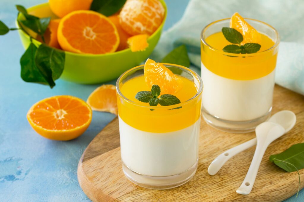 Fascinating Facts About Tangerines: A Comprehensive Guide 3 Panna cotta with tangerines jelly and mint, Italian dessert, homemade cuisine.