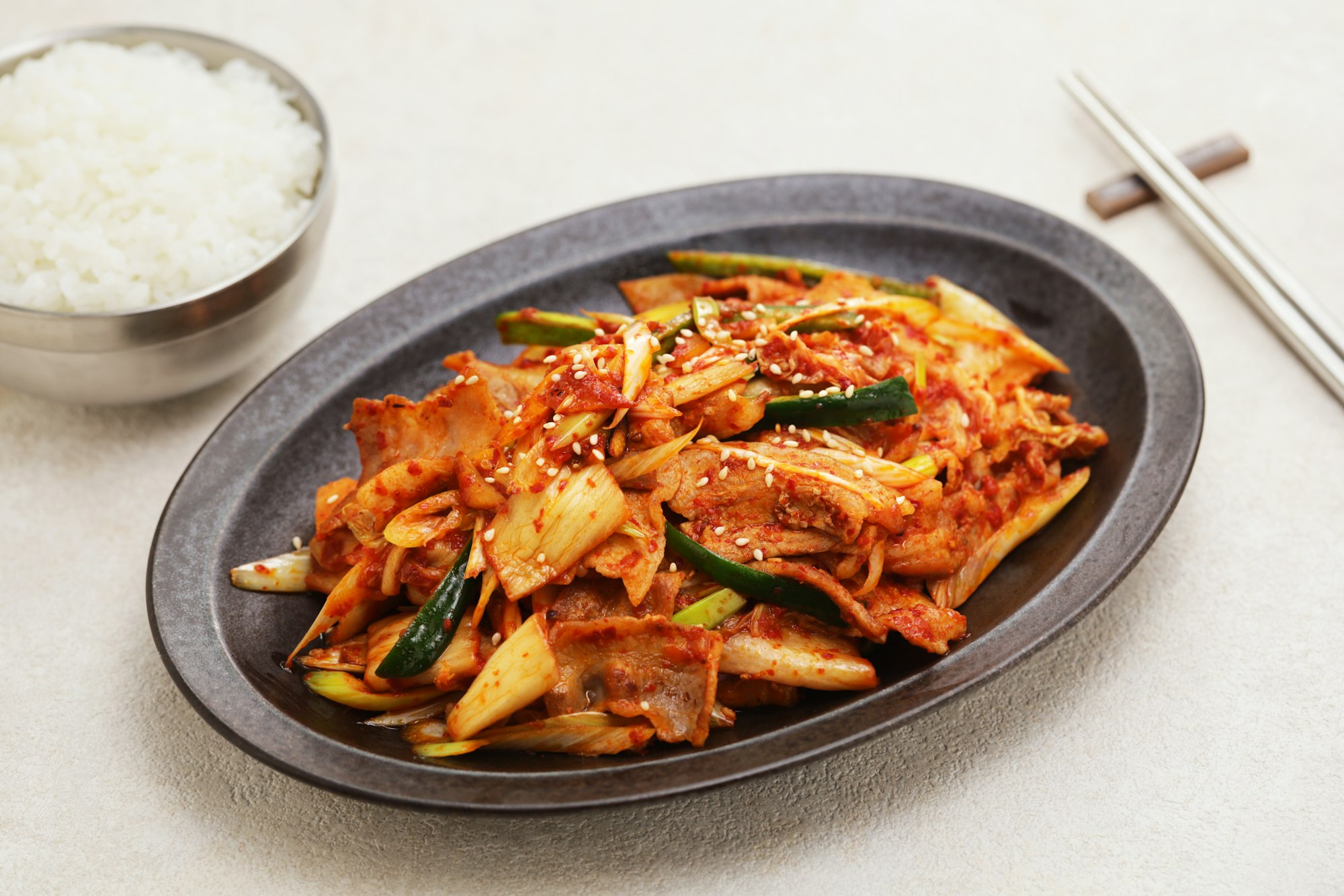 pork belly and kimchi stir fry
