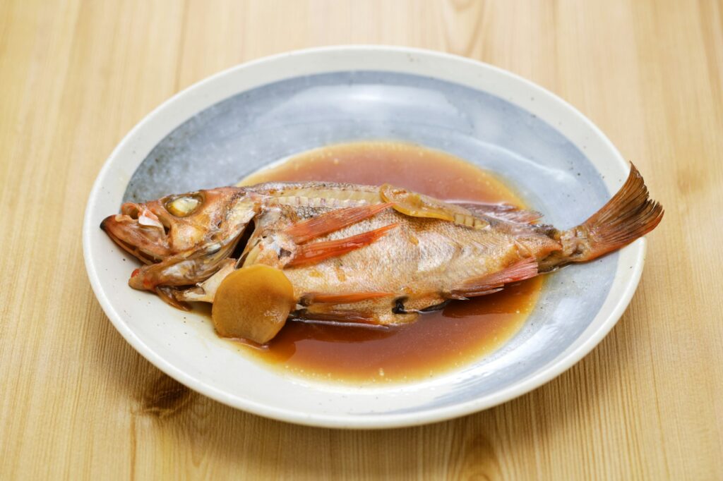 simmered rockfish in sweetened soy sauce